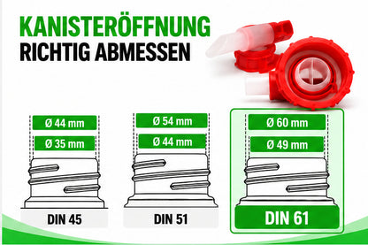 Auslaufhahn für Kanister – DIN 51 & DIN 61 | 5–20 Liter